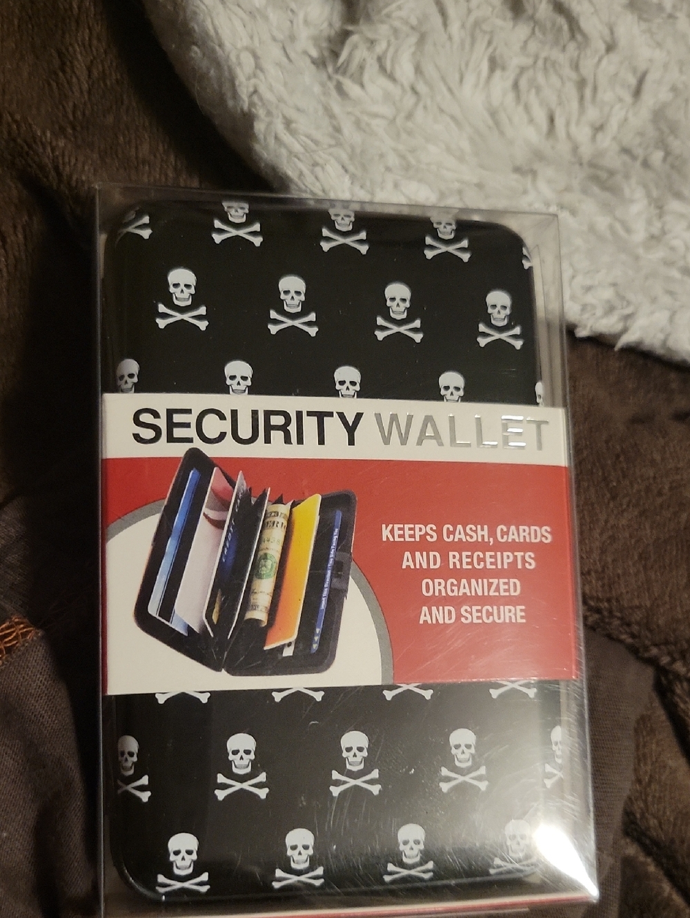 Source Unknown Black Skull & Crossbones Security Wallet